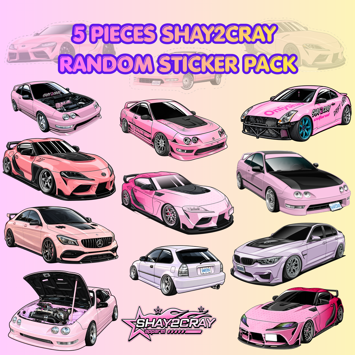 5pcs Random Shay2Cray Sticker Pack