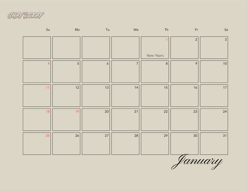 Shay2Cray Model Calendar 2026